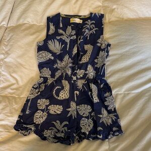 Boden Navy and Yellow Tropical Print Romper